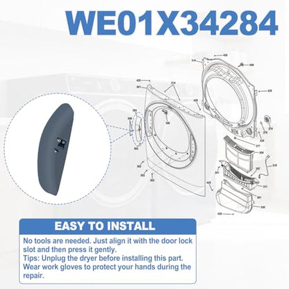 WE01X34284 Door Strike Dark Slate Compatible with GE Dryers Door Latch GFD35ESPY0DS GFD55ESMN0DG GFD65ESMN0SN GFD85ESMN0RS PFD87ESMV0RS, Replace WE01X30017 PS16742773 AP7193619