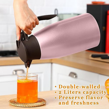 Norme 2 Pcs Thermal Coffee Carafe Creamer, Rose Red, 68 oz - color: Rose Red, size: 68 oz