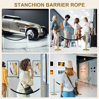 MECCANIXITY Twisted Stanchion Rope 5 Ft/1.5 M, Barrier Rope Twisted Post Ropes with Snap Hooks for Posts Stands Queue Divider Crowd Control, Black Golden - color: Black Golden, size: 5 Ft