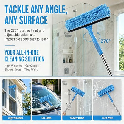 2-in-1 Window Cleaner Tool, 68'' Squeegee for Window Cleaning - color: Blue