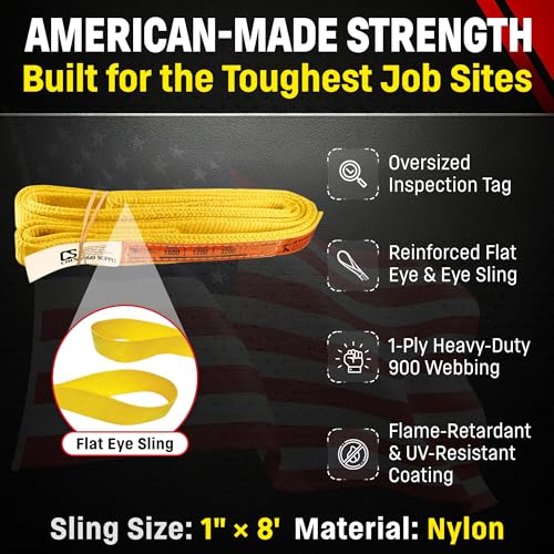 DD Sling 1 Inch x 8 Foot Nylon Lifting Sling - size: 1"x8'