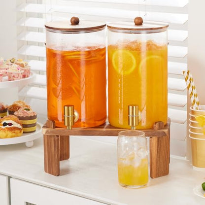 FavorFlavor 2pcs 1.2 Gallon Glass Drink Dispenser for Parties with Stand