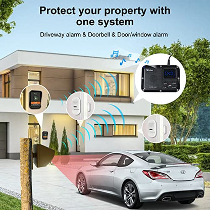 Wireless Alarm System for Home Security Expandable - 6-Piece Kit Include Doorbell, Door Alarm, and Solar Driveway Alarm - Chime/Sensitivity Adjustable NO Wi-Fi NO Monthly Fee With Rechargeable Battery - color: 6 units set