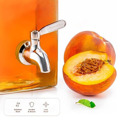 Kook Drink Dispenser, 80 oz, Water Dispenser Countertop, Glass Drink Dispenser, Beverage dispenser, with Leak-Proof Spigot, Clear Rectangular Jar, Storage for Party, Fridge, for Water, Iced Tea - size: Pack of 1