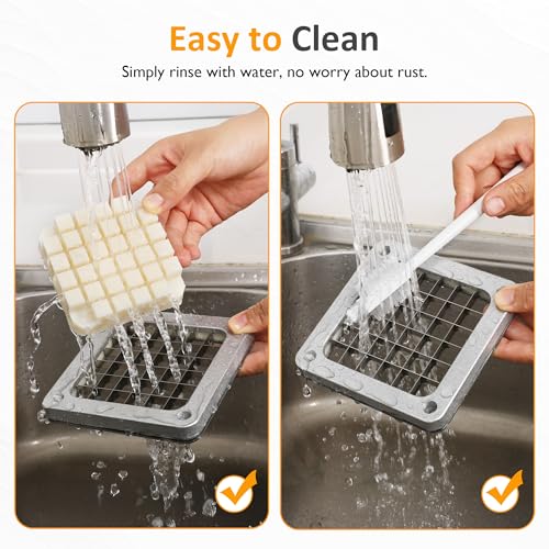 Sunvivi Commercial French Fry Cutter, Heavy Duty Potato Slicer with 2 Replaceable blades (1/2 & 3/8 Inch), Professional Fries Cutter for Potatoes, Carrots, Cucumber, Onion, Yam, Stainless Steel - size: Extra-Large-Heavy-duty 3 corners