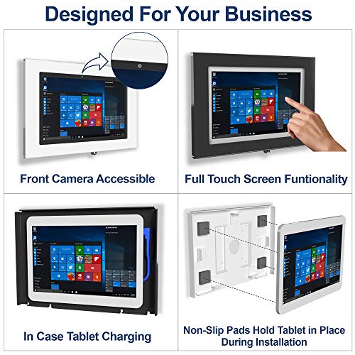 Locking Security Metal Enclosure for MS Surface GO Used as Kiosk, POS, Store, Show Display (White, VESA & Wall Mount) - color: White