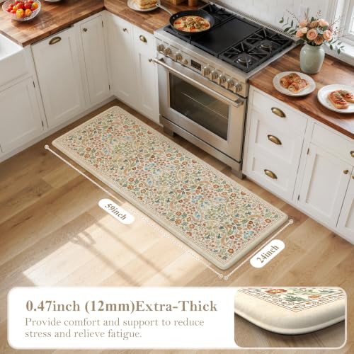 Collive Cushioned Anti Fatigue Kitchen Mats, Non Slip Kitchen Rugs, 20"x39" - color: Beige, size: 24"W x 59"L