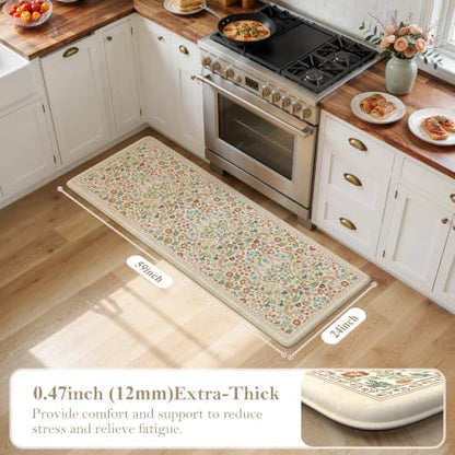 Collive Cushioned Anti Fatigue Kitchen Mats, Non Slip Kitchen Rugs, 20"x39" - color: Beige, size: 24"W x 59"L