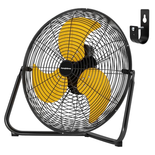 18‑Inch Industrial Floor Fan, 5300 CFM, 2‑in‑1 Wall‑Mount & Floor Design - color: Yellow