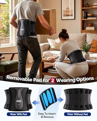 FEATOL Back Brace for Lower Back Pain Wide Coverage 360° Strong Lumbar Support with Removable Pad, Adjustable Waist Support Belt for Men Women, Size 3XL 54''-63'' - size: XXX-Large
