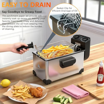 CATTLEMAN Deep Fryer with Basket, 1600W, 3L, Timer and Temperature Control - color: Standalone Deep Fryer