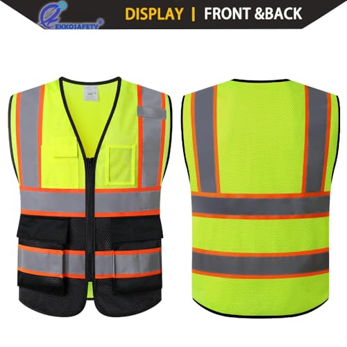 Hi Vis Reflective Safety Vest for Men Women,EK175,Yellowblack,M - color: Yellowblack, size: Medium