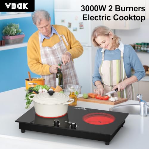 VBGK Electric Cooktop,3000W Electric Stove Top,Countertop and Built-in Hot Plate with Child Safety Lock, Timer, LED touch Knob Control,Overheat Protection,110V 2 Burner Induction Cooktop - size: 2 Burner Induction Cooktop