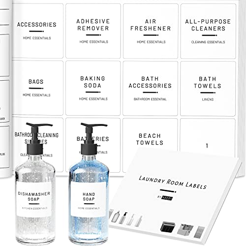 Neatsure 144 Minimalist Laundry Labels for Organizing, Preprinted Stickers Booklet for Jars, Containers and Storage Bins, Cleaning Labels for Laundry Room Organization… - style: Laundry Labels