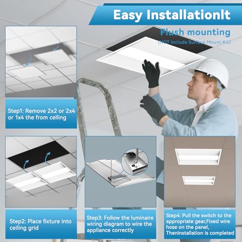 2x2 LED Troffer Center Basket Panel,5Color Tunable 3500K/4000K/5000K,Watt Adjustable,30W/35W/40W-Up to 6000Lumens,0-10V Dimmable Recessed Back-Lit Drop Ceiling Light,ETL Qualified,32Pack - size: 2x2 32Pack