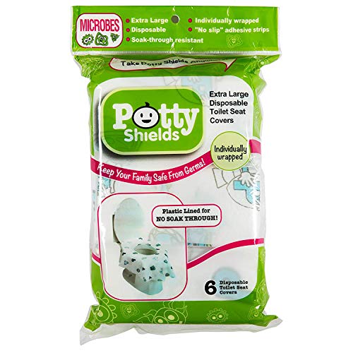 Potty Shields Disposable Toilet Seat Covers, XL Waterproof Sheets, 6 Pack - color: Original, size: 6 Pack