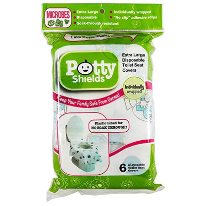 Potty Shields Disposable Toilet Seat Covers, XL Waterproof Sheets, 6 Pack - color: Original, size: 6 Pack