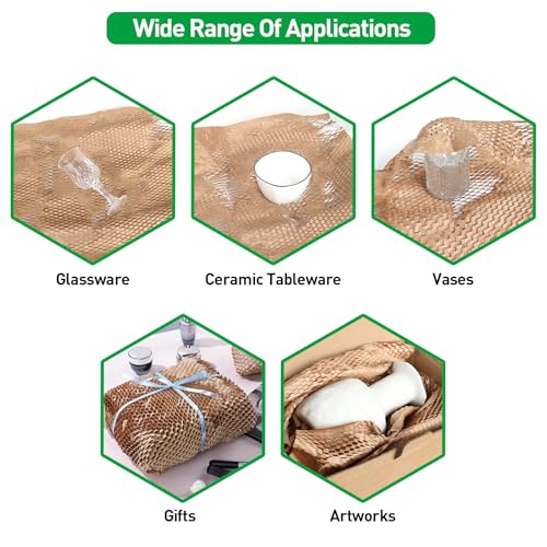 MAXECHO Honeycomb Packing Paper, 17.5" x 50 ft Bubble Cushioning Wrap for Moving Shipping Products Gifts Wrapping Essentials Packaging Materials Supplies - size: 17.5" x 50 ft