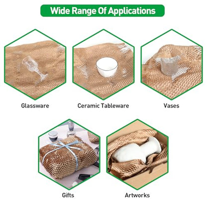 MAXECHO Honeycomb Packing Paper, 17.5" x 50 ft Bubble Cushioning Wrap for Moving Shipping Products Gifts Wrapping Essentials Packaging Materials Supplies - size: 17.5" x 50 ft