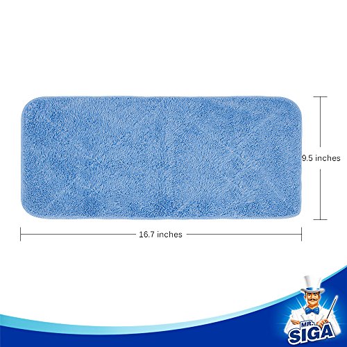 MR.SIGA Professional Microfiber Mop Refills, Pack of 3 - color: Blue - Mop Pad Refills
