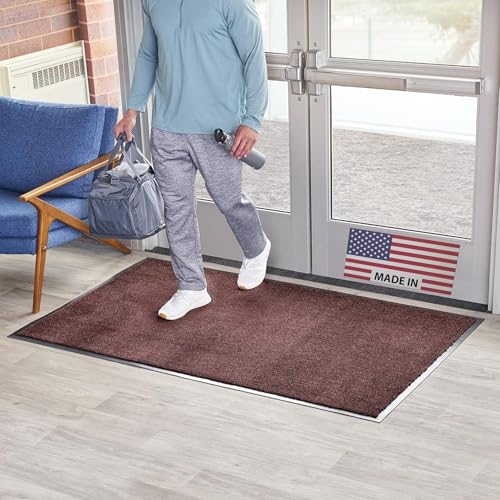 Consolidated Plastics Economy Indoor/Outdoor Entrance Floor Mat with Non-Slip Vinyl Backing, Absorbs Water, 18 Oz Heavy Duty Carpet Rug Commercial Grade (3' x 4', Burgundy) - color: Burgundy, size: 3' x 4'