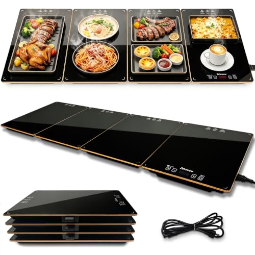 Electric Warming Tray, 42.5"x14.96" Extra Large 4-in-1 Food Warmer for with 8 Temp Settings & Timer, 4MM Tempered Glass Warming Mat, Modular Hot Plates for Buffet, Catering & Parties - size: 42.5"x14.96"