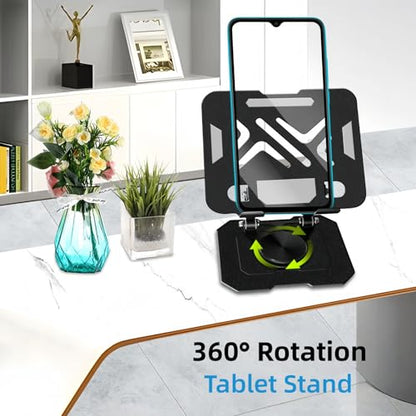 Ultra-Stable 360° Rotatable Metal Tablet Stand, Adjustable Folding Desktop Stand for iPad/iPhone/Switch, Universal Use for Office/Movie/Studying/Drawing/Gaming, Black - color: Soccer Stand - Black