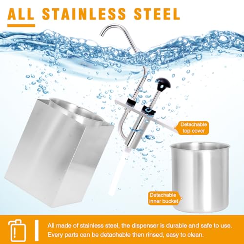 Commercial Sauce Dispenser Pump 3.7Quart Condiment Pump Station | with 4L Stainless Pump&Container, for Storing&Pumping Ketchup BBQ Syrup Salad Dressing Sauces - size: 3.7Quart