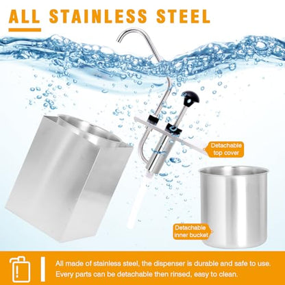 Commercial Sauce Dispenser Pump 3.7Quart Condiment Pump Station | with 4L Stainless Pump&Container, for Storing&Pumping Ketchup BBQ Syrup Salad Dressing Sauces - size: 3.7Quart