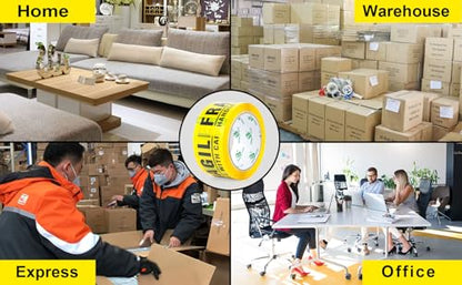 BOMEI PACK 2Pack Fragile Tape 2 Inch x 60 Yards, Fragiles Tape for Shipping with Dispenser, Heavy Duty Marking Tape for Moving Box