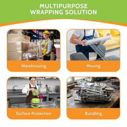 PSBM Cast Hand Stretch Wrap Plastic Shrink Film 15" x 1000' 120 GA 4 Rolls - size: 15 Inch, style: 120 GA