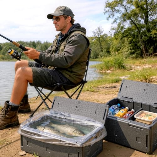 VEVOR Collapsible Insulated Food Warmer, 40 Qt Non-Electrical Thermal Carrier, Lightweight and High-Rigidity EPP Hot Box, for Delivery, Transport, Catering BBQ Event, Keeps Warm/Cold 4 Hours (Gray) - size: 40QT