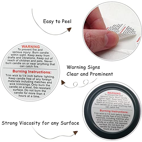 1500 pcs Candle Warning Labels,1.5inch Candle Jar Container Stickers - color: White