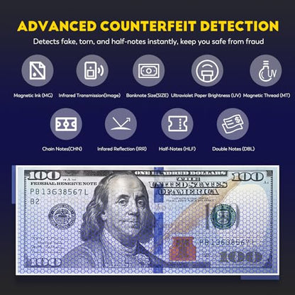 CGOLDENWALL Mixed Denomination Money Counter Machine, Touchscreen Value Counter, 1500Bills/min Cash Counting, UV/MG/IR/DD Detection, Multi-Currency & Modes Bill Counter for Business