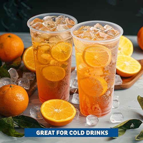 Freshware Clear Plastic Cups [100 Pack - 24 oz] Disposable Cups for Iced Coffee, Smoothie, Milkshake, Cold Drinks - size: 24 oz. [100PK]