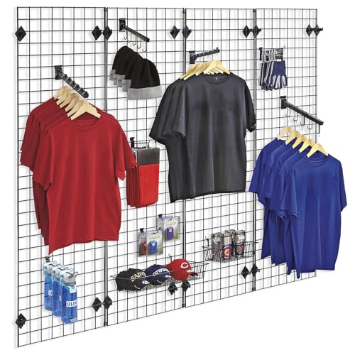 Heavy Duty Commercial Grade Gridwall Panels – Grid Panel for Any Retail Display, 2’ Width x 5’ Height, 4 Gridwall Panels Per Carton (Black Finish) - color: Black, size: 2'x5'（4 Pack）
