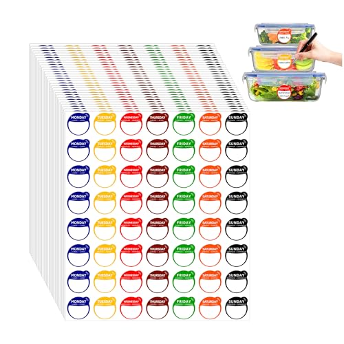 1680 Pcs 1" Round Day of The Week Labels, Removable & Writable Food Stickers in English/Español/Français for Restaurant Kitchen Containers and Inventory Management (Inches, Round 1) - color: White