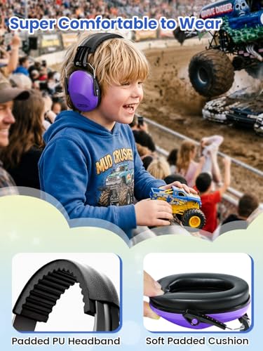 Dr.meter Ear Muffs for Noise Reduction: EM100 SNR27.4 Kids Ear Protection - color: Purple