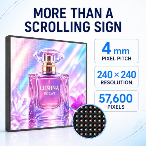 P4 Outdoor LED Sign, 40 x 40 Inch 240 x 240 Full-Color Programmable Video Display, IP65 Digital Signage with WiFi App, Windows PC and USB Control for Storefront Advertising - size: P4 40"x40"