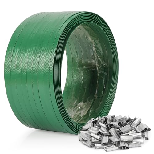 Heavy Duty Packaging Strapping Banding Roll - Green Polyester PET Industrial-Grade, 850' x 5/8" x 0.035" Pallet Strap Coil - 1400 lbs Break Strength Packaging Strapping Banding for Packing - color: Green, size: S, style: Strapping Banding Roll