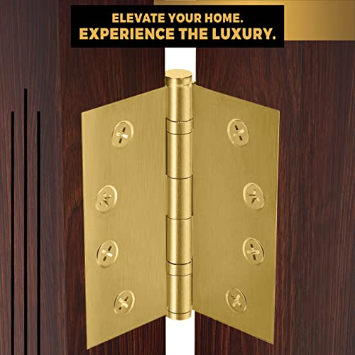 Heavy Duty Door Hinge Matte Brass Ball Bearing 4x4 Inch Heavy Duty - Set of 24 Solid Brass Hinges (Satin Brass) - color: Satin Brass