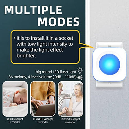 Wireless Doorbell 1200 Feet Waterproof Doorbells for Home with 36 Melodies 4 Volume levels, Flash Led Light (1 Receiver&1 Touch Button White) - color: 1 Receiver 1 Button