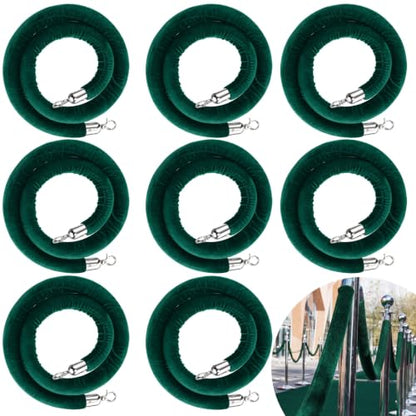 Woanger 8 Pack 5 Feet Velvet Stanchion Rope Crowd Control, Dark Green - color: Dark Green, size: 5 Feet