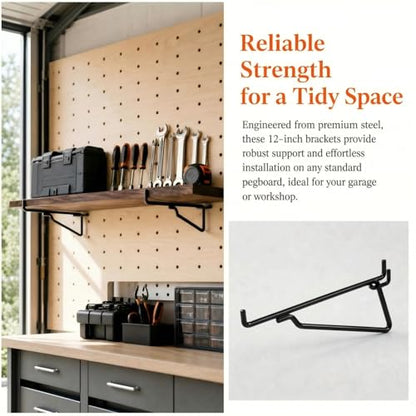 Shimeyao 20 Pcs 12 Inch Pegboard Shelf Brackets, Black - color: Black, size: 12 Inch