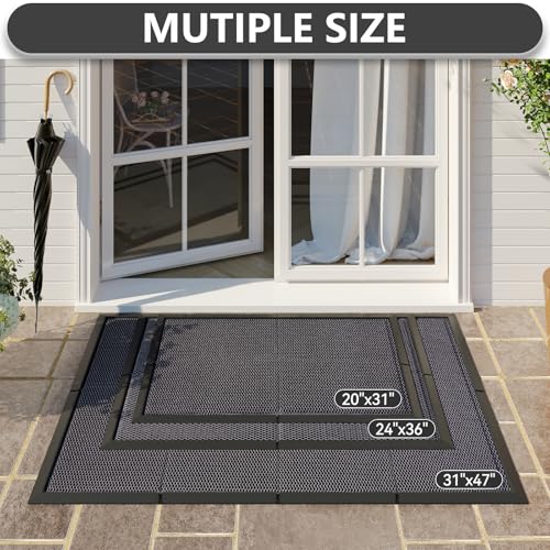 Front Door Mat Outside Entrance, Dirt Trapper Woven Mesh 20"x31" Grey - size: 20"x31"