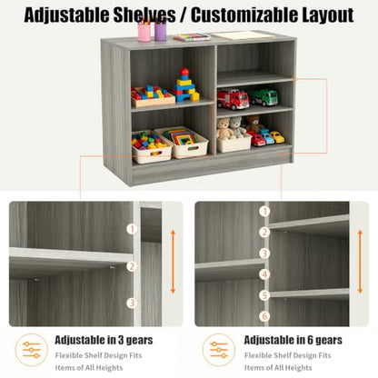 48" W * 20" D * 38" H - Wooden Cash Wrap Counter, Commercial Cash Wrap Counter with (Gray Wood Grain) - color: Gray Wood Grain, size: 48"