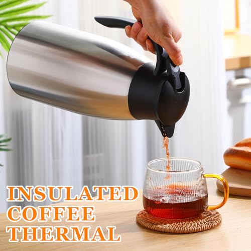 Norme 2 Pcs Thermal Coffee Carafe Creamer, Silver, 68 oz - color: Silver, size: 68 oz
