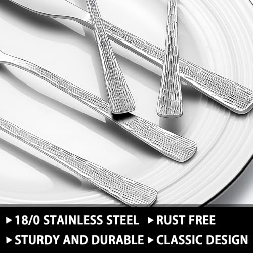49-Piece Silverware Set with Organizer, Food-Grade Stainless Steel Flatware for 8, Cutlery Utensil Sets with Steak Knives, Rust-proof, Mirror Polished, Dishwasher Safe, Silver Tree Pattern - style: Tree Pattern - Silver