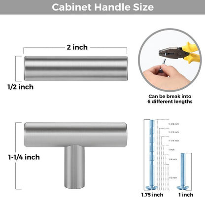 3 Pack Brushed Nickel Cabinet Knobs, 2in Length T Bar Drawer Pulls - color: Brushed Nickel, size: 3 Pack, style: T Bar