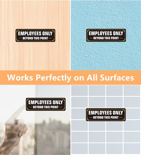 Employees Only Sign, (2 Pack) Self Adhesive Employees Only Beyond This Point Sign, Rust Free Aluminum Metal Staff Only Sticker Signs for Wall and Door (9 x 3 inches, Black/White) - color: Black /White
